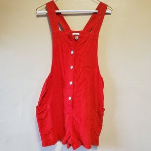 BDG Red Corduroy overall shorts